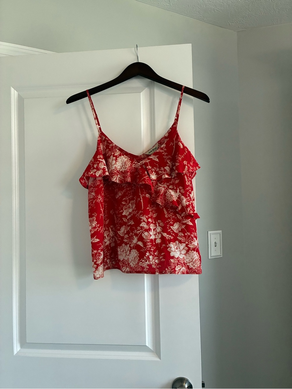 Lucky Brand Red Floral Ruffle Tank
